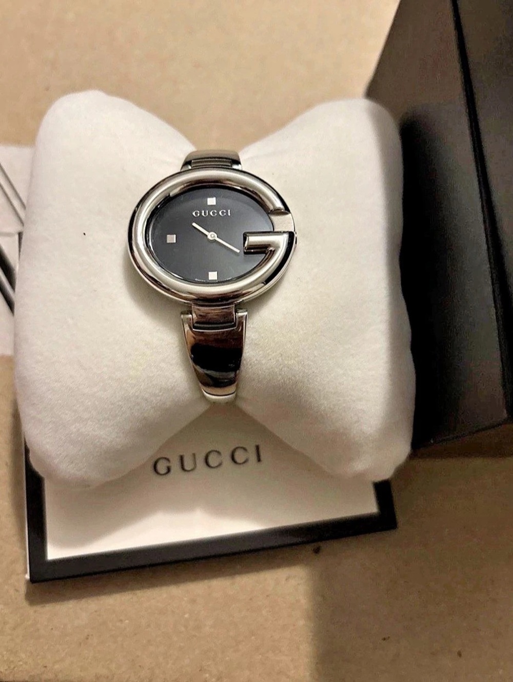 Gucci 3600L G-Bezel Bangle Watch Silver & Black